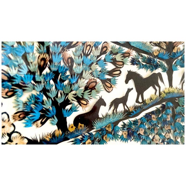 1990s Scherenschnitte Artwork a Colorful Paper Cutting With Horses and Children by Elisabeth Bottesi-Fischer For Sale In Savannah - Image 6 of 10