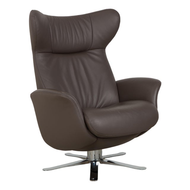 Grey Taupe Joop 8115 Leather Armchair with Manual Function For Sale
