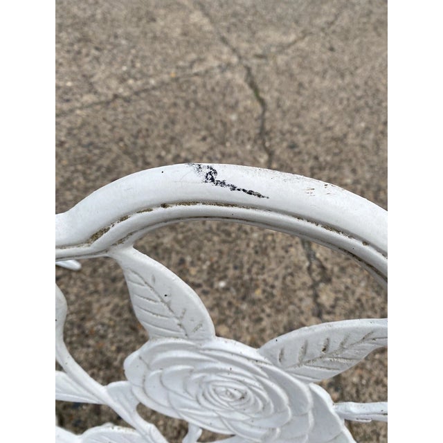 Victorian Style Rose Pattern Cast Aluminum Garden Patio Outdoor Bistro Chairs For Sale - Image 9 of 11
