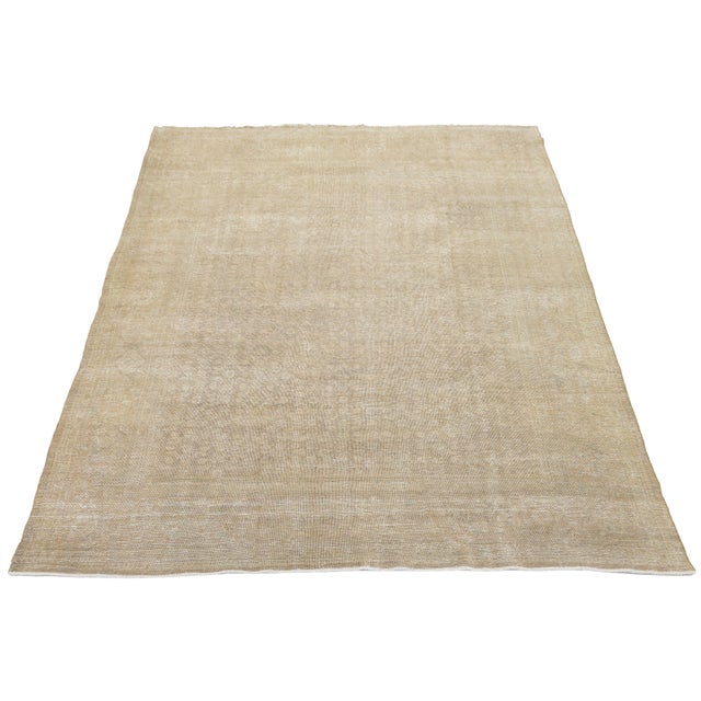 Late 19th Century Antique Tabriz Wool Rug With Organic Moiré Wave Pattern in Neutral Tones For Sale - Image 5 of 11