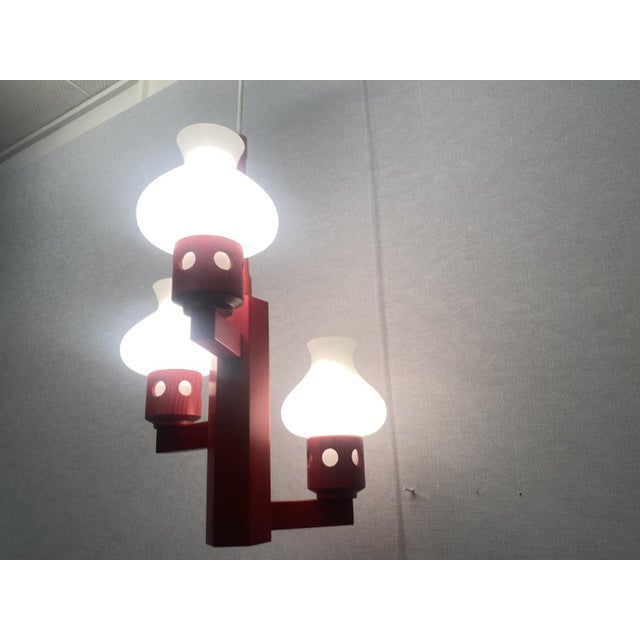 Vintage Danish Vitrika Chandelier in Wood and Glass, 1970s For Sale - Image 18 of 18
