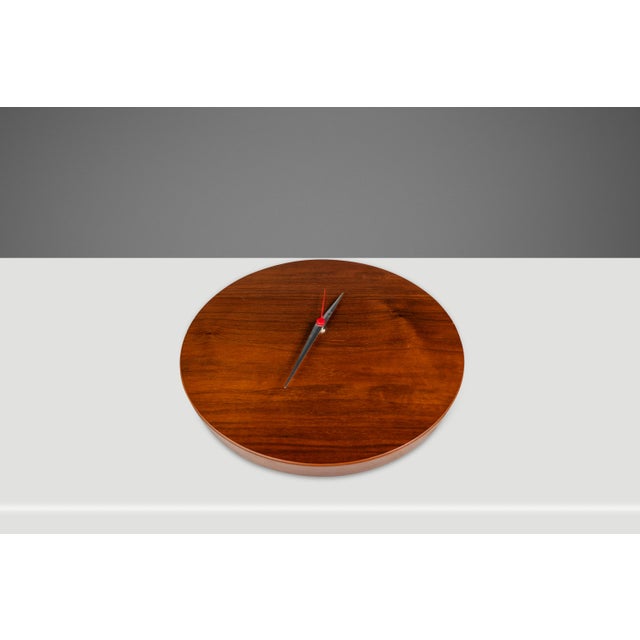 Mid-Century Modern 13 Inch Minimalist Wall Clock Carved From Solid Walnut, Usa, C. 1970s For Sale In Orlando - Image 6 of 16