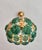1970s Mid-Century Modern Style Teal Turquoise Hand-Painted Glass and Gold Floral Chandelier⁠ For Sale - Image 15 of 17