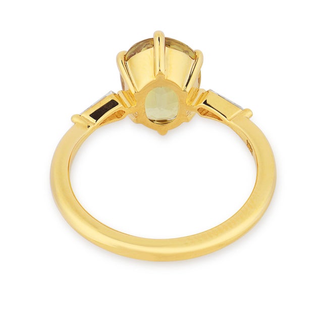 Mid 20th Century Gia 3.31 Carat Sapphire Diamond 18k Yellow Gold Engagement Ring, Size 6.5 For Sale In Los Angeles - Image 6 of 7