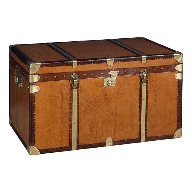 20th Century Leather Clad English Trunk, 1990s For Sale