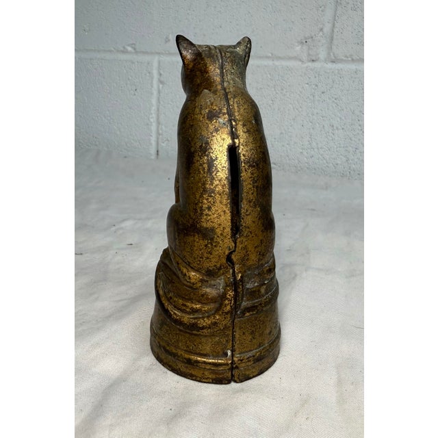 Antique 1900's Ac Williams Hand Painted Cast Iron Gold Circus Cat Still Bank For Sale - Image 4 of 10