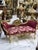 French French Style Tufted Ruby Settee With Gold Details For Sale - Image 3 of 4