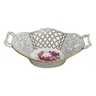 Large Basket with Handles in Porcelain For Sale
