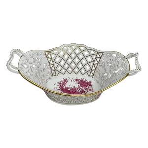 Large Basket with Handles in Porcelain