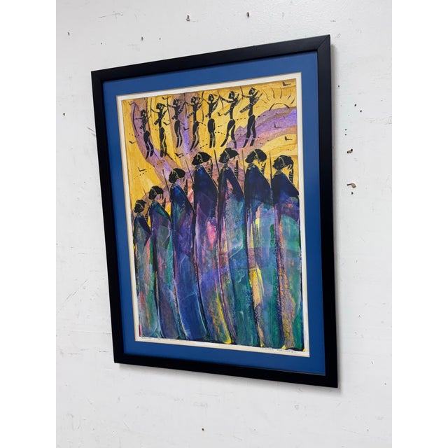 Design Plus Gallery presents a Custom Framed Original Acrylic Painting by artist David N'lala. Custom framed in a black...