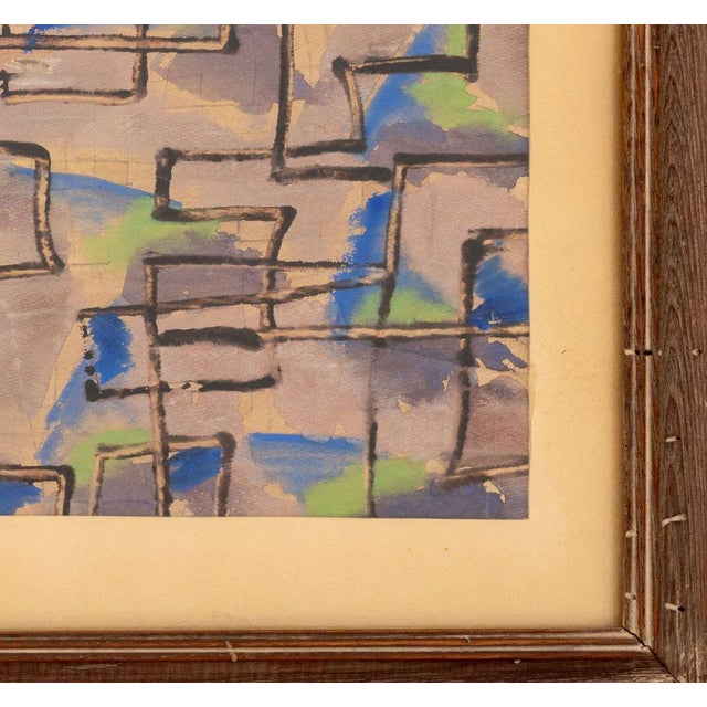 Polychrome Geometric Composition Watercolor For Sale - Image 4 of 5