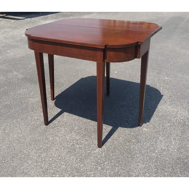 Federal Style Inlaid Mahogany Fold-Top Game / Console Table, Circa 1920s For Sale In Washington DC - Image 6 of 9