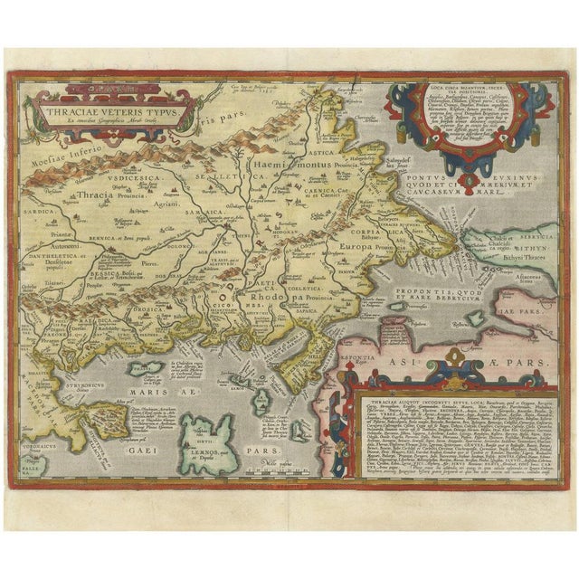 Ortelius Map of Ancient Thrace with Hand Color, 1603 For Sale - Image 11 of 11