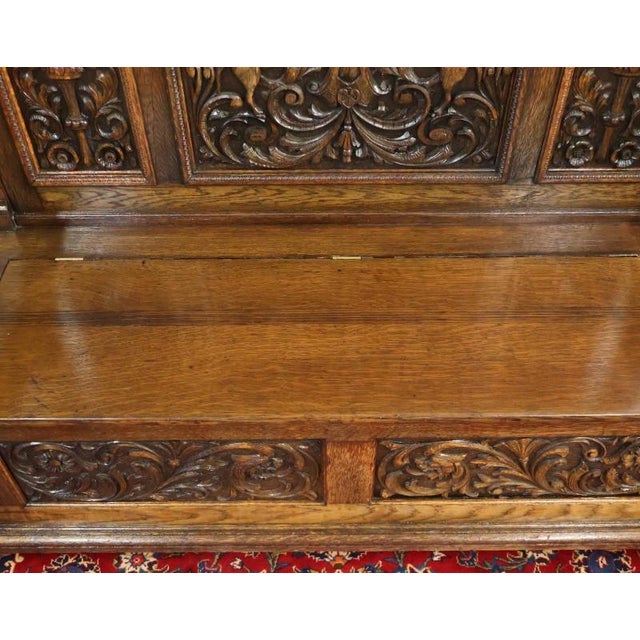 Late 19th Century English Victorian Oak Hall Seat Settee Bench For Sale - Image 18 of 18