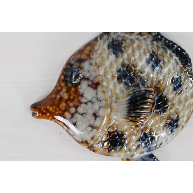 Set of 3 Mid-Century French Majolica Fish Wall Plaques | Mid-Century Vallauris Pottery For Sale - Image 16 of 18