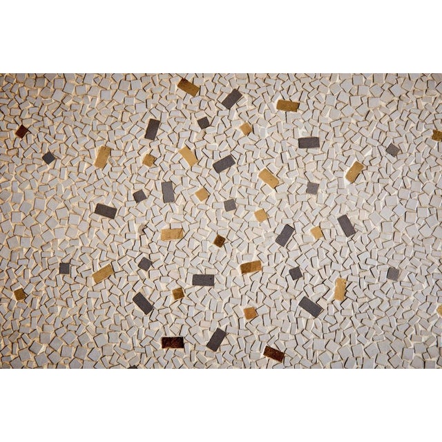 Metal Round Mosaic Coffee Table with Brass Rim by Berthold Müller, 1950s For Sale - Image 7 of 8