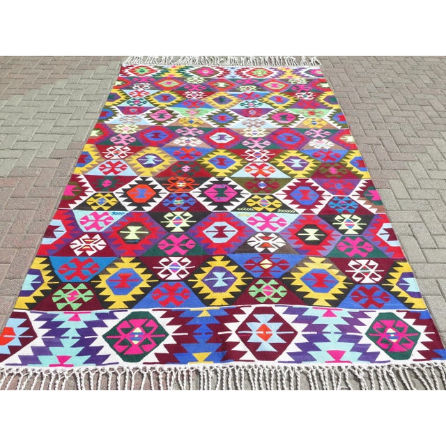 This beautiful rug is from the westhern of Turkey Pamukkale Nomads weaving. About 60 years old. It is handmade with pure...