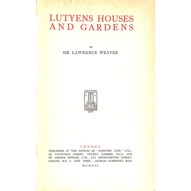WEAVER, Lawrence [203] pp. Country Life Library 1921 8 7/8" x 6 1/4"