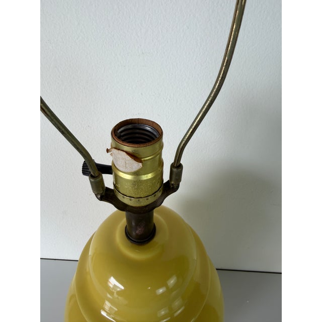 1970s Vintage Yellow Ginger Jar Ceramic Table Lamp For Sale - Image 13 of 15