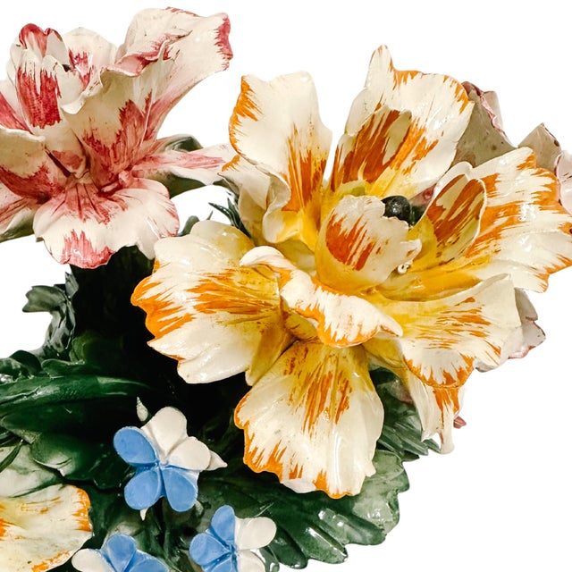 Ceramic Mid 20th Century Capodimonte Oblong Flower Basket Topiary For Sale - Image 7 of 12