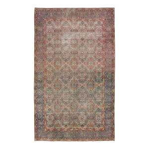 Blue Persian Tabriz Antique Wool Rug With Allover Floral Motif From the 1900's