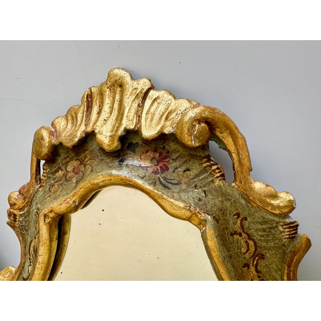 Pair Italian Venetian Painted Gilt Wood Wall Mirror, 1960s For Sale - Image 13 of 16