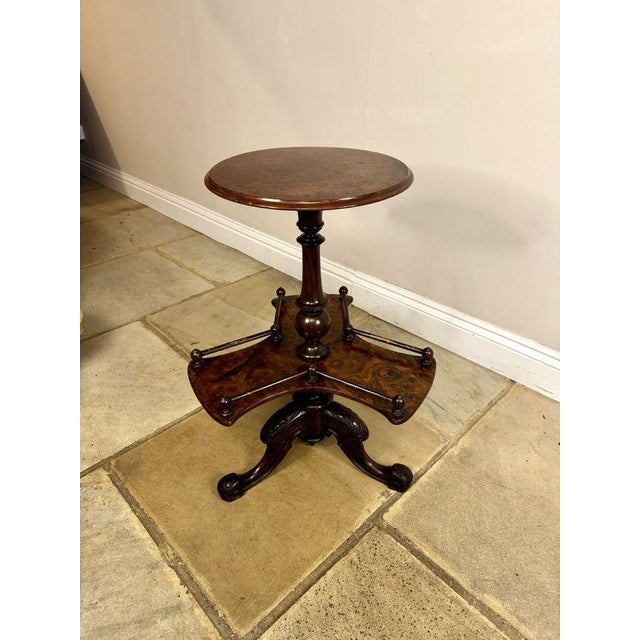 Antique Victorian Burr Walnut Lamp Table, 1860 For Sale - Image 4 of 7
