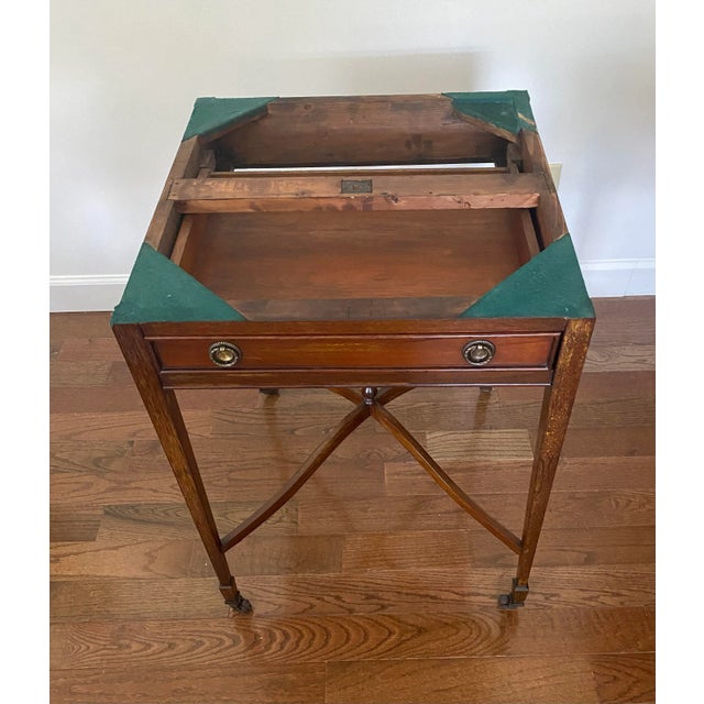 Antique Edwardian English Mahogany Envelope Game Table For Sale - Image 12 of 13