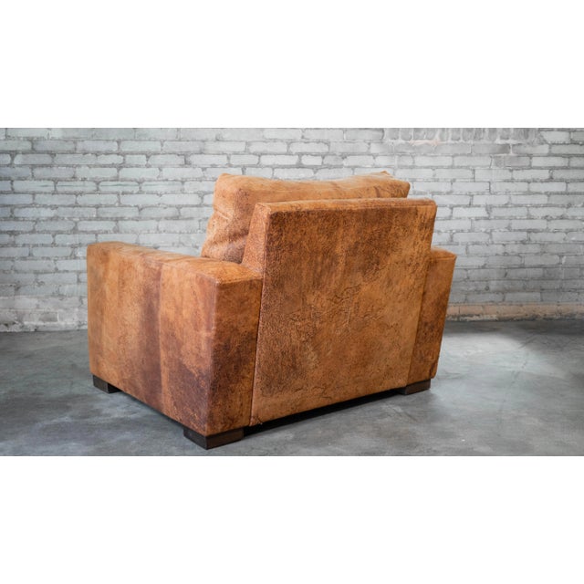 Restoration Hardware Destroyed Italian Leather Maxwell Chair For Sale - Image 9 of 18