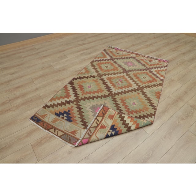 1970s 1970s Southwestern Brown Hand Knotted Kilim For Sale - Image 5 of 13