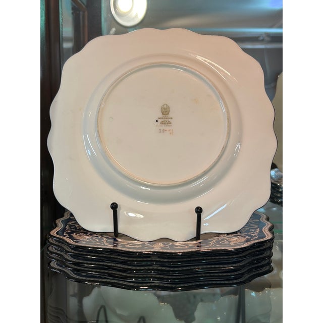 Blue Wedgwood Vintage Set of 12 Bone China Square Luncheon Plates For Sale - Image 8 of 8