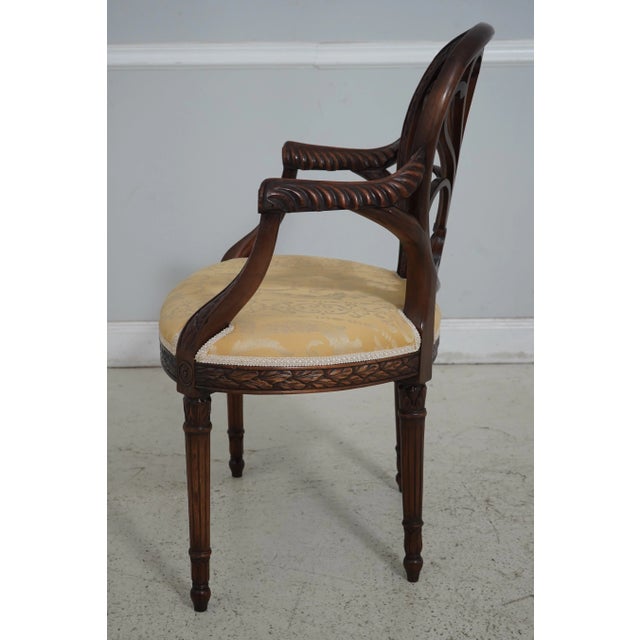 English Adam Style Carved Mahogany Open Armchair For Sale - Image 3 of 12