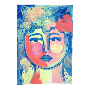 Contemporary Painting, Woman and Colors, Acrylic on Paper by Cassandra Auker