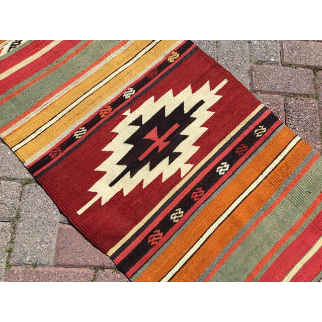 Vintage Hand Woven Aztec Runner Rug Chairish