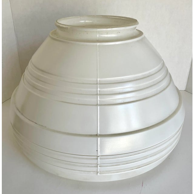 1950's Art Deco Schoolhouse Style Frosted Glass Pendant Shade For Sale - Image 9 of 11