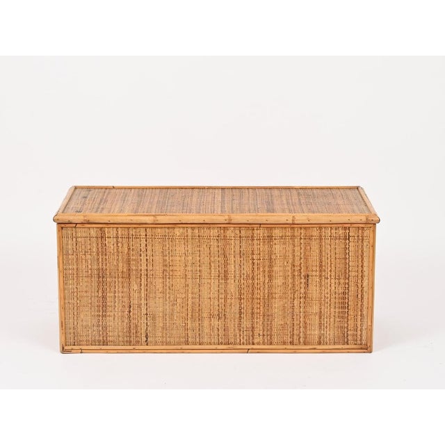 Mid-Century Modern French Riviera Storage Chest in Bamboo and Wicker, Italy, 1970 For Sale - Image 9 of 13