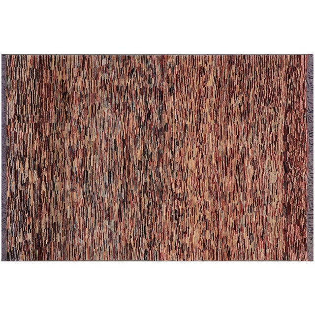 Beige Bohemian Gabbeh Beige/Blue Wool Rug - 4'3'' X 5'3'' For Sale - Image 8 of 10