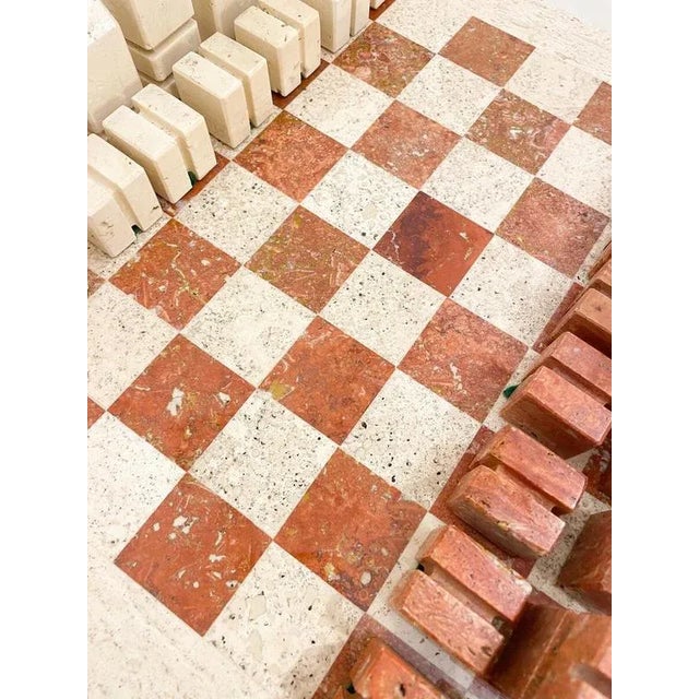 Chess Game in Two Colored Travertine by Angelo Mangiarotti, Italy, 1970s For Sale - Image 4 of 8