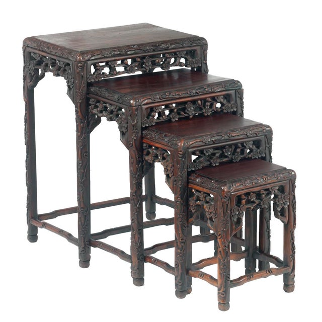 Antique Rosewood Chinese Nesting Tables Set of 4 For Sale - Image 11 of 12