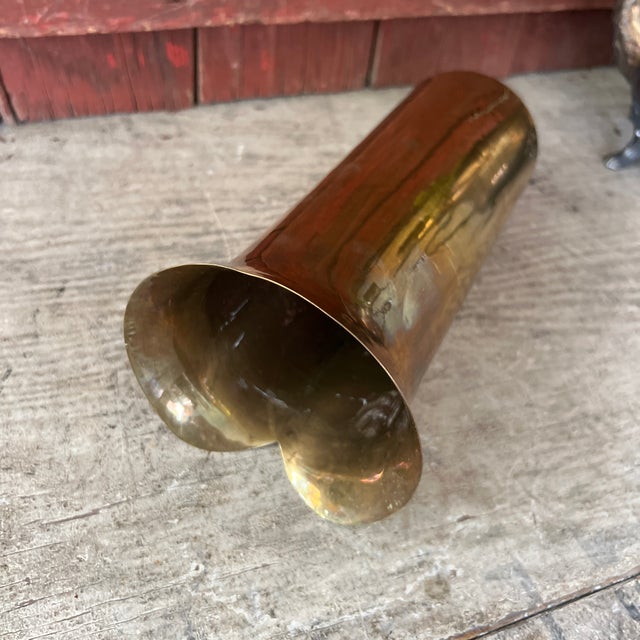Vintage Brass Fluted Vase 9"x5" India Handmade Decorative Accent For Sale - Image 11 of 11