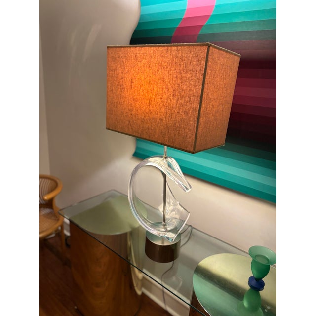Chrome 1970s Large Lucite and Chrome Table Lamp by Herbert Ritts for Astrolite For Sale - Image 8 of 9