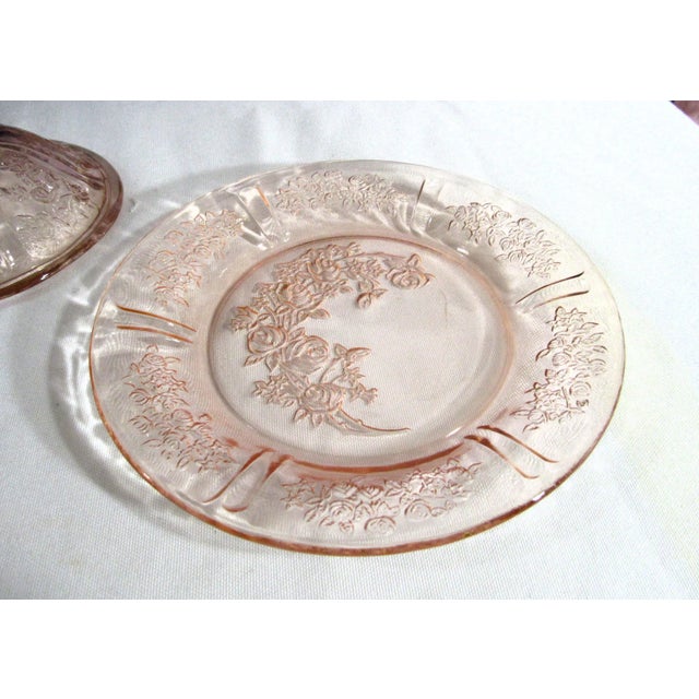 Shabby Chic Vintage Pink Depression Glass Federal Glass 6" Covered Butter Dish Rose Pattern For Sale - Image 3 of 9