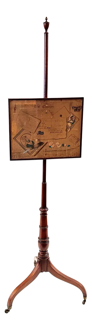 18th Century Regency England Mahogany Pole Fire Banner Shield With Original Gambling Artwork