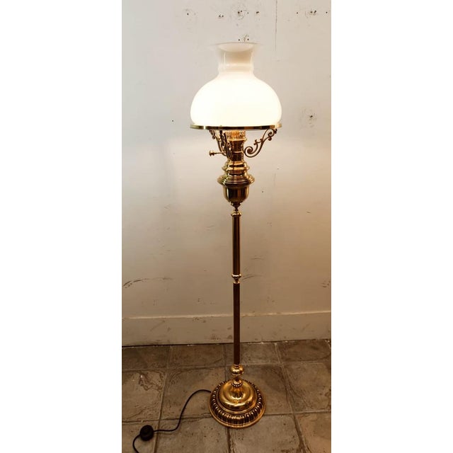 Brass and Opal Glass Floor Lamp For Sale - Image 5 of 18