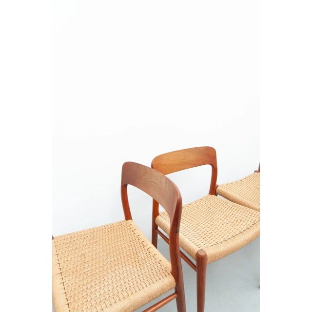 Mid-Century Modern Vintage Dining Chairs in Teak by Niels Otto Møller for J. L. Møller Möbelfabrik, 1950s, Set of 4 For Sale - Image 3 of 17