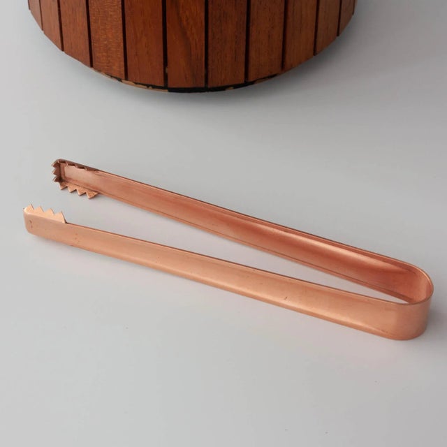 Metal Vintage Danish Wooden Ice Bucket with Copper Details, 1960s For Sale - Image 7 of 18