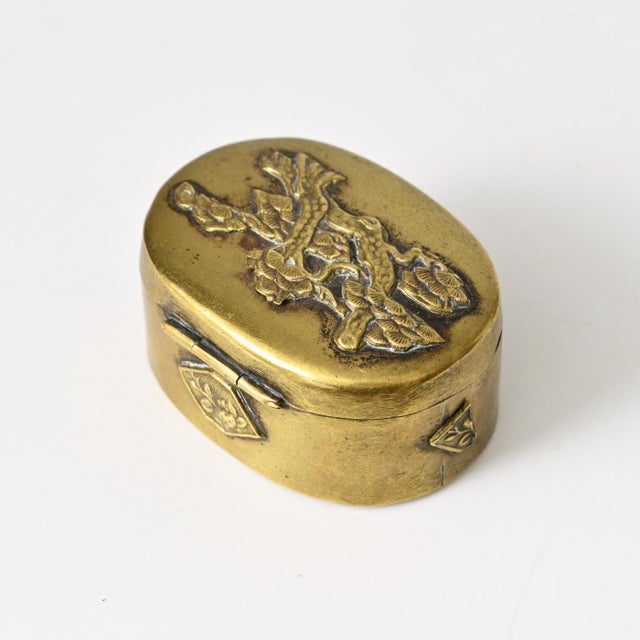 Antique Meiji Japanese Brass Pill Box, 1890s For Sale - Image 3 of 12