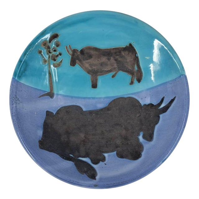Original Ceramic Bulls Plate by Pablo Picasso for Madoura For Sale
