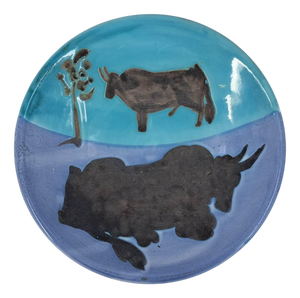 Original Ceramic Bulls Plate by Pablo Picasso for Madoura