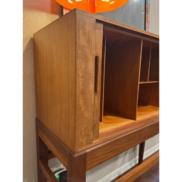 1960s A Tall Mid Century Modern Danish Cocktail Cabinet With Tambour Doors, Circa 1960s For Sale - Image 5 of 12
